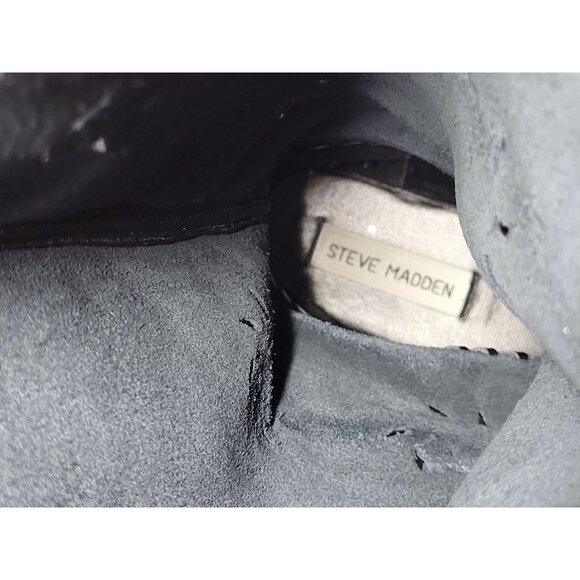 STEVE MADDEN SZ 7 Black Leather Moccasin Cutout Boots Festival Southwest Boho - Picture 10 of 13